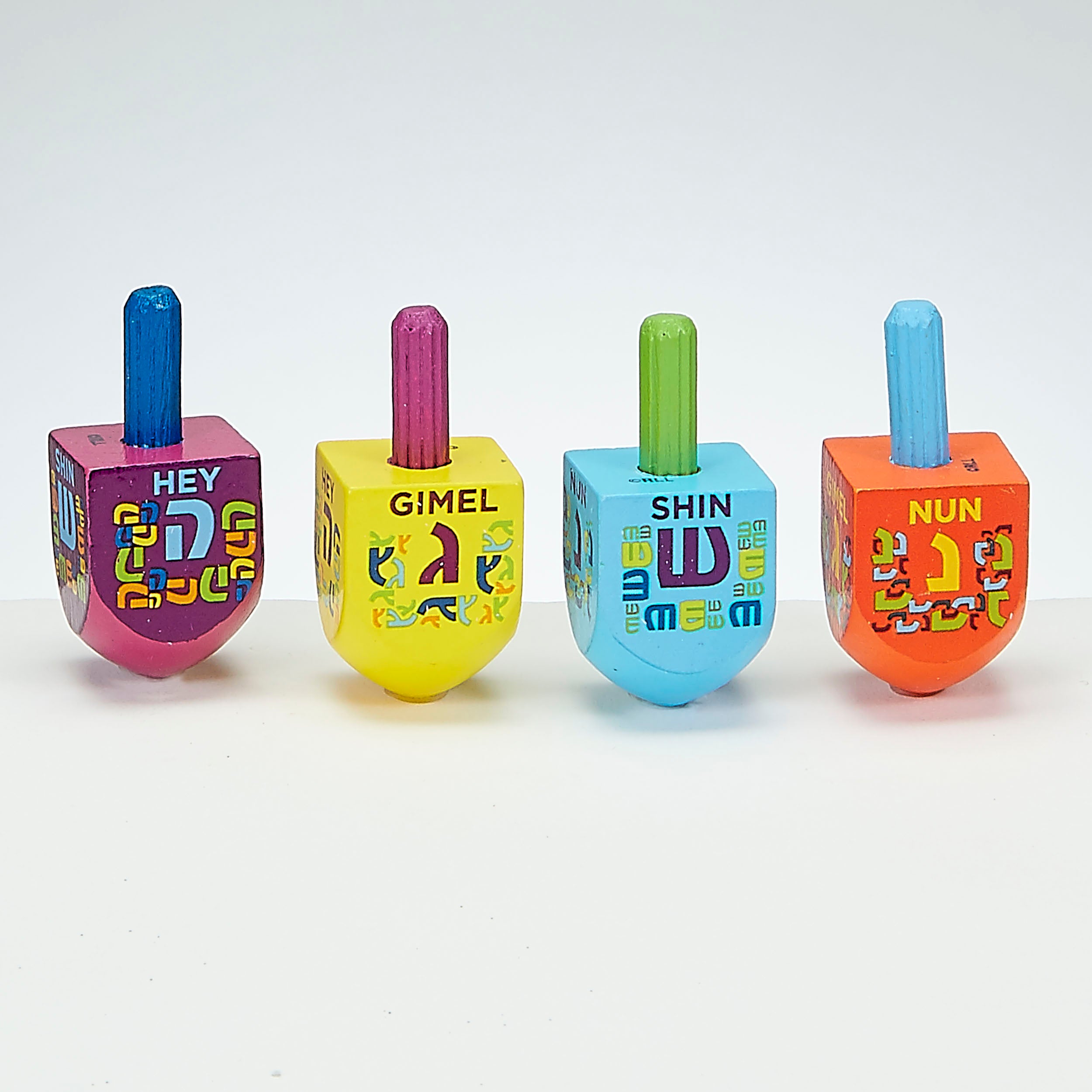 DREIDELS, HAND-PAINTED WOOD, SMALL, 1.5"H, 100/COLOR BOX